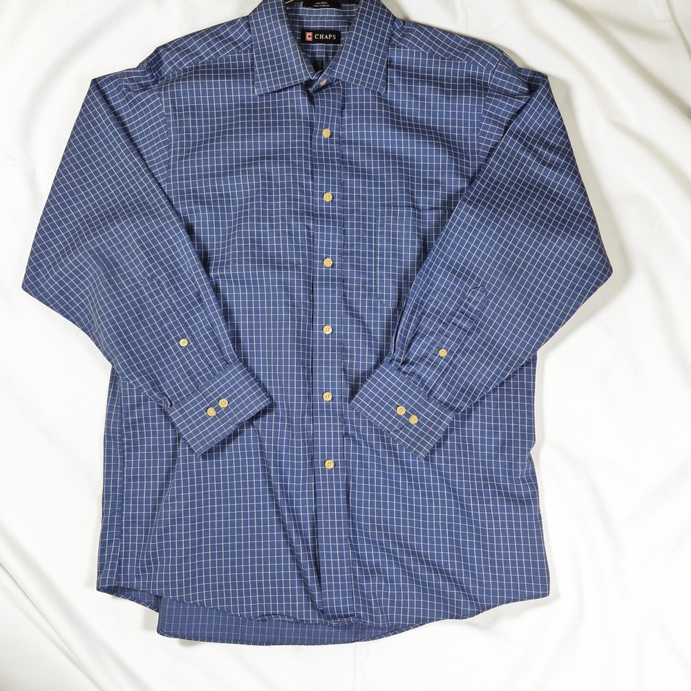 Chaps Men's Blue‎ Plaid Button Down Shirt